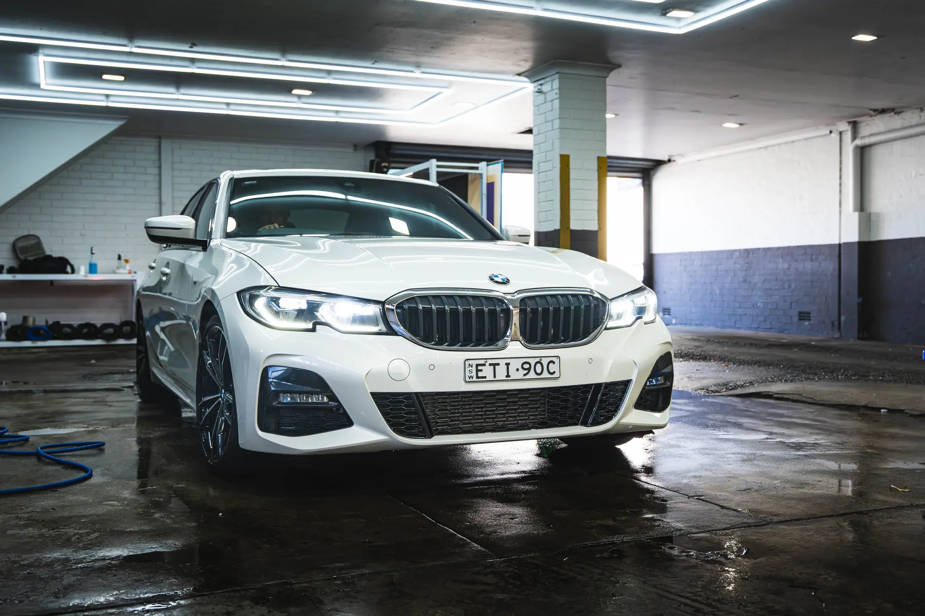 BMW 3 Series in the wash bay
