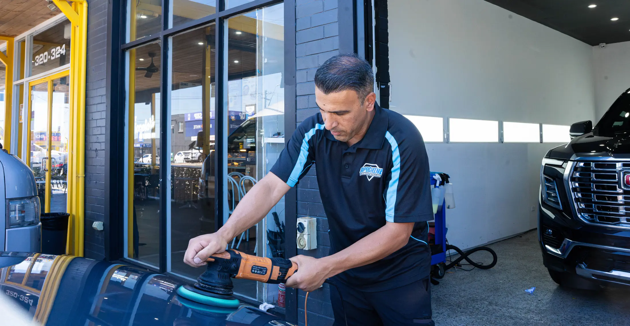 Paint correction underway at the Super Shine workshop